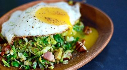 Egg with Bacon + Brussels Sprout Hash