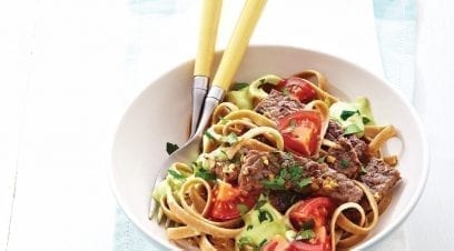 Fettucine with Steak & Avocado Sauce