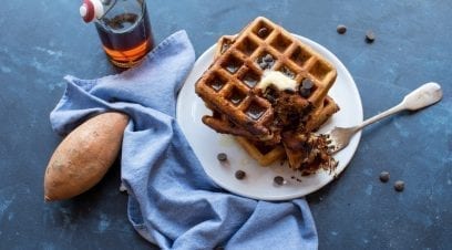 Sweet Potato Chocolate Chip Waffles