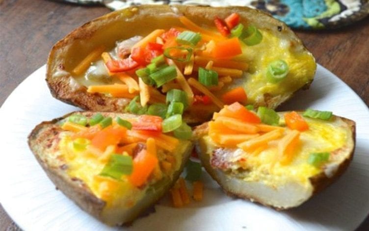 Cheddar Quiche Potato Skins